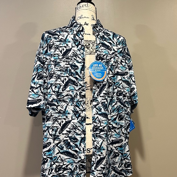 Columbia PFG Omni-Shade UPF 40 Fish Print Shirt - Picture 2 of 14